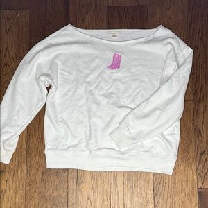 Aeropostale White Sweatshirt with Pink Boot Patch